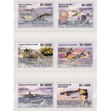 SEGUNDA GUERRA MUNDIAL BARCOS AVIONES UNIFORMES MILITARES Sto TOME e PRINCIPE SERIE COMPLETA DE ESTAMPILLAS NUEVAS MINT